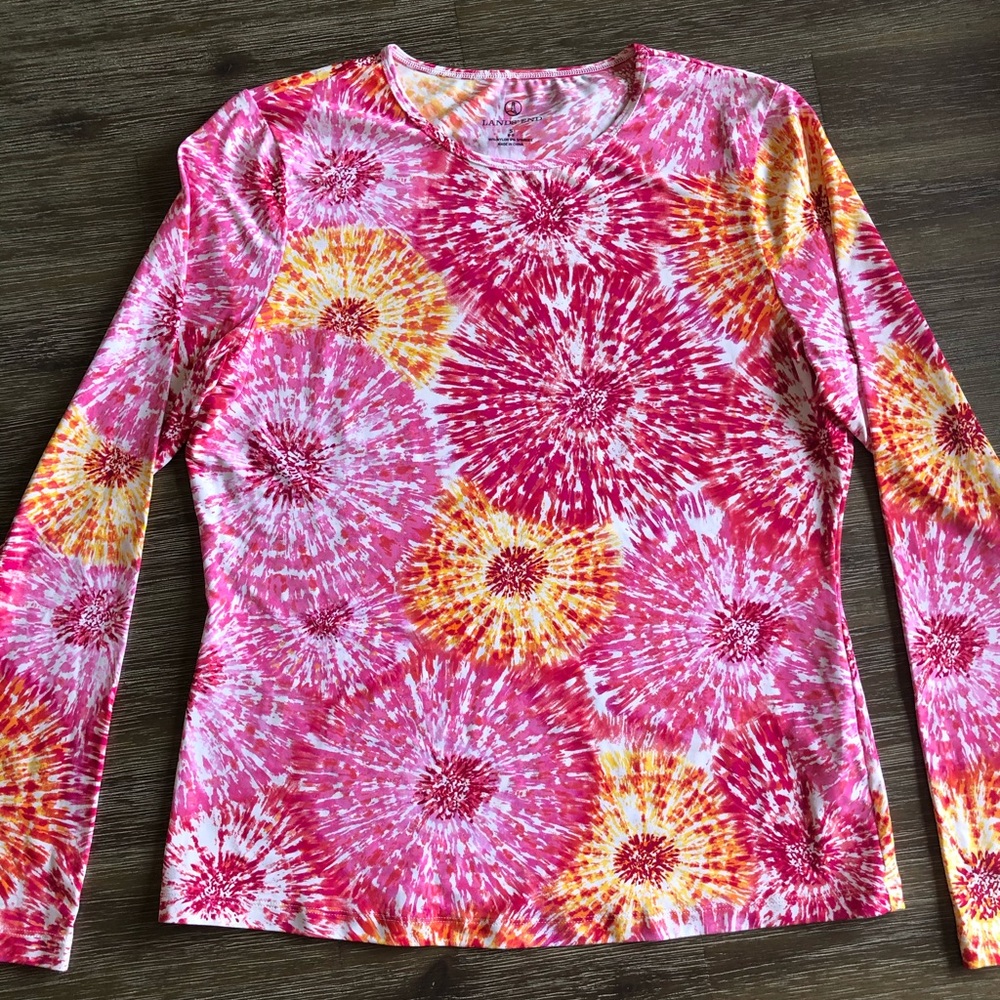 Lands’ End Women’s Swim Tee Rash Guard Size Small